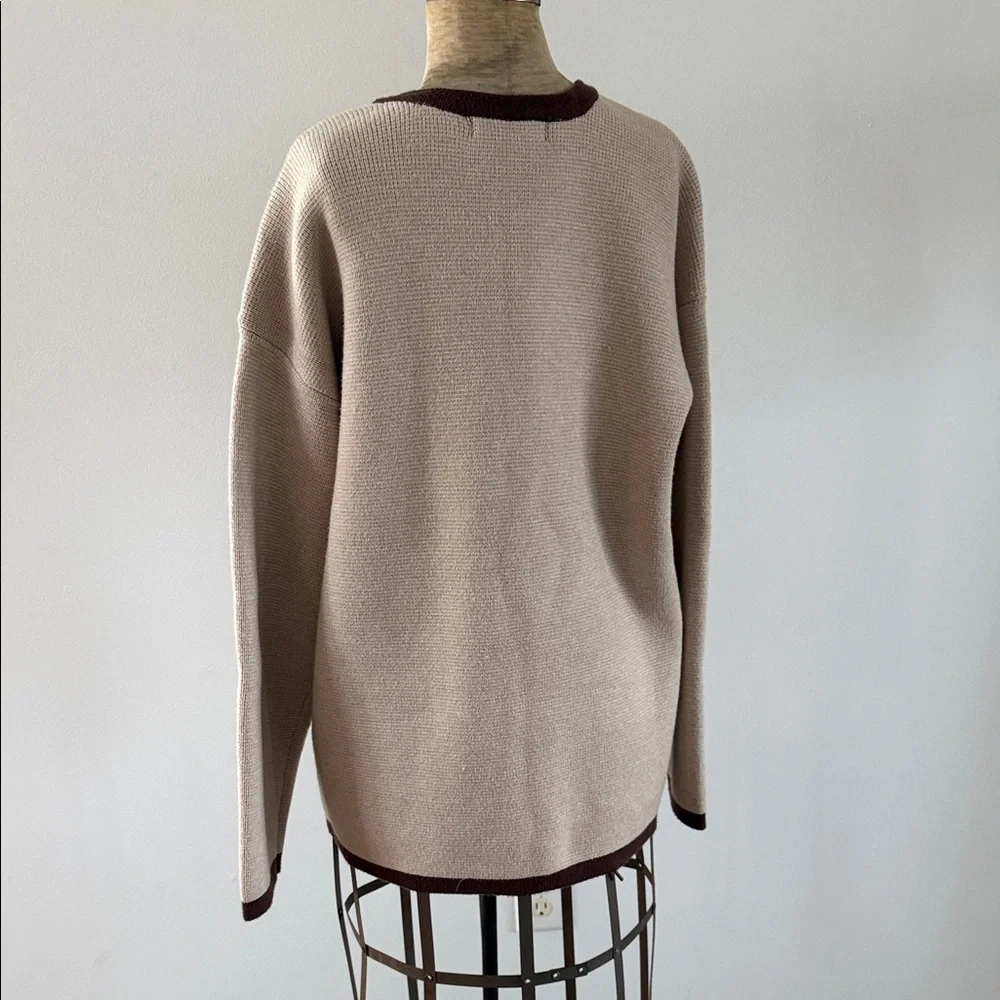 Tahari Women’s Knit Toggle Cardigan Sweater Jacket in  Elegant Beige/Brown Sz-S - Picture 5 of 10